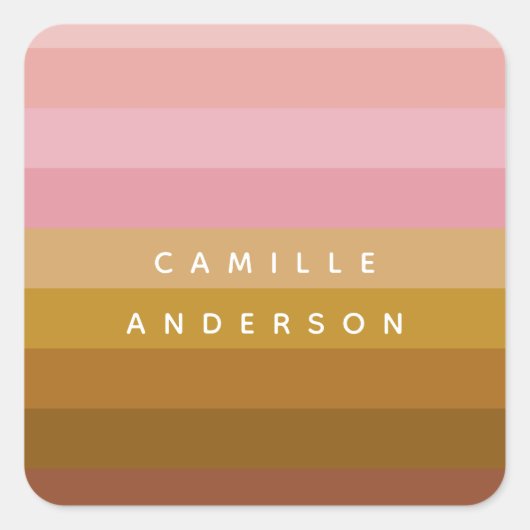 Sticker Carré Boho rose et Terracotta Nom des bandes géométrique (Devant)