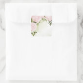 Sticker Carré Boho rose fleurs vert feuille botanique (Sac)