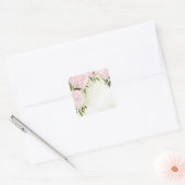 Sticker Carré Boho rose fleurs vert feuille botanique (Enveloppe)