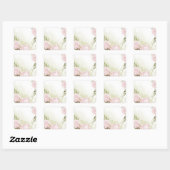 Sticker Carré Boho rose fleurs vert feuille botanique (Feuille)