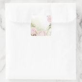 Sticker Carré Boho rose fleurs vert feuille botanique (Sac)
