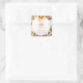 Sticker Carré Boho Rustic Autumn Tournesol 40e fête d'anniversai (Sac)