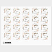Sticker Carré Boho Rustique blanc rose Mariage Floral (Feuille)