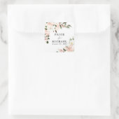 Sticker Carré Boho Rustique blanc rose Mariage Floral (Sac)
