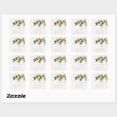 Sticker Carré Boho rustique Mariage botanique en fleurs orange (Feuille)