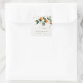 Sticker Carré Boho rustique Mariage botanique en fleurs orange (Sac)