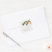 Sticker Carré Boho rustique Mariage botanique en fleurs orange (Enveloppe)