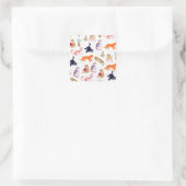 Sticker Carré Boho Summer Cute Cats Green Cactus (Sac)