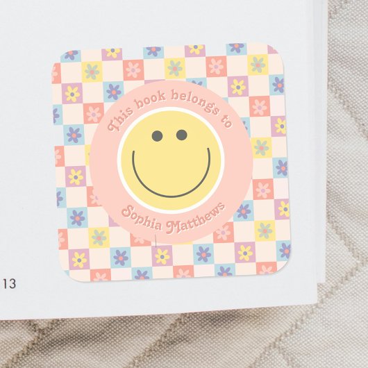 Sticker Carré Boho Super rose Retro Kids Boplate