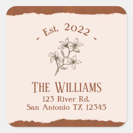 Sticker Carré Boho Terra Cotta Adresse de retour (Devant)