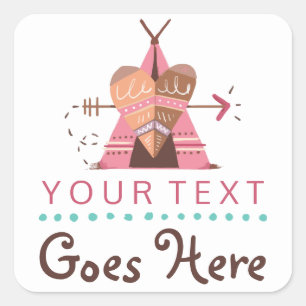 Sticker Carré Boho Tipi Tribal Cœur et Flèche de la Boutique Aut