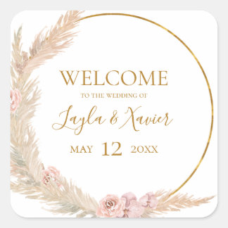 Sticker Carré Boho Tropical Botanical | Bienvenue Mariage
