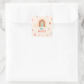 Sticker Carré Boho Un premier anniversaire arc-en-ciel (Sac)