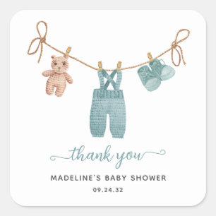 Sticker Carré BOHO Vêtements de bébé Baby shower garçon