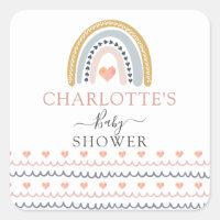 Boho Watercolor Rainbow Baby shower Invitation
