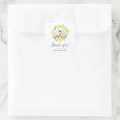 Sticker Carré Bois Baby shower de verdure fleurie Merci (Sac)