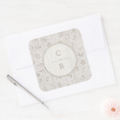 Sticker Carré Bois de dentelle blanche mariage campagnard rustiq (Enveloppe)