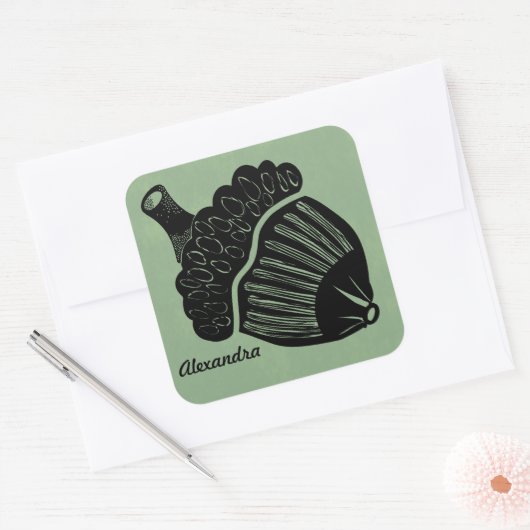 Sticker Carré Bois de maïs vert (Enveloppe)