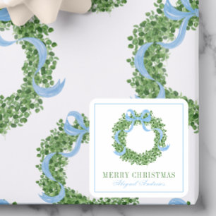 Sticker Carré Bois de Noël bleu