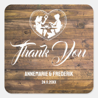 Sticker Carré Bois et fleurs rustiques