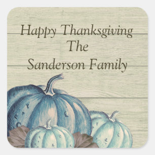 Sticker Carré Bois gris mou automne Citrouille bleu automne