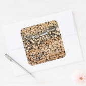 Sticker Carré Bois haché sur une pile (Enveloppe)