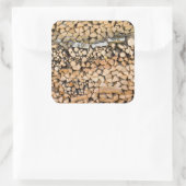 Sticker Carré Bois haché sur une pile (Sac)