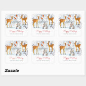 Sticker Carré Bois moderne Bleu & blanc Cerf Noël (Feuille)