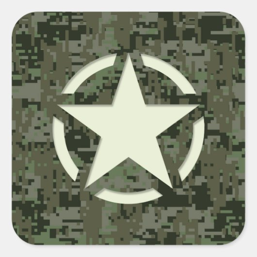 Sticker Carré Bois numérique Star Stencil (Devant)