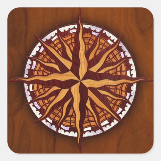 Sticker Carré Bois Rose Compass (Devant)