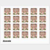 Sticker Carré Bois rustique Aquarelle Floral Library Plaques de (Feuille)