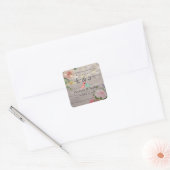 Sticker Carré Bois Rustique Floral String éclats Mariage Faveur (Enveloppe)