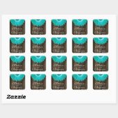 Sticker Carré Bois rustique Turquoise marmite marmite Favoriser  (Feuille)
