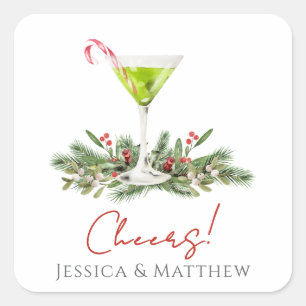 Sticker Carré Boisson festive Martini Canne à sucre en couple