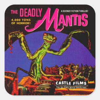 Sticker Carré Boîte à film vintage "The Deadly Mantis"