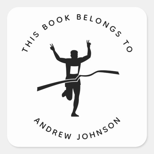 Sticker Carré Boite de l'athlète de piste du Marathon (Devant)