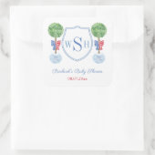 Sticker Carré Boîte intelligente Blason Monogrammé en Buis Faveu (Sac)