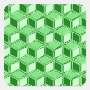 Sticker Carré Boîtes 3D chromées - vert émeraude