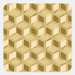Sticker Carré Boîtes Chrome 3-d - couleur or