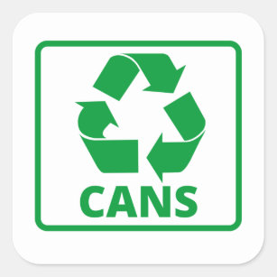 Sticker Carré Boîtes vertes à panneau de recyclage