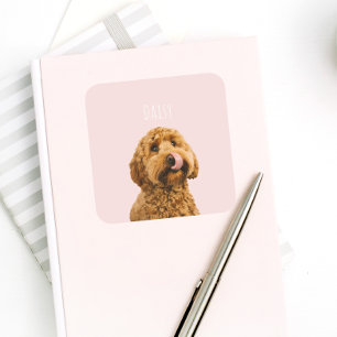 Sticker Carré Boîtier téléphonique Pastel Rose personnalisé avec