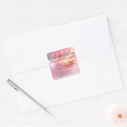 Sticker Carré Bokeh rose (Enveloppe)