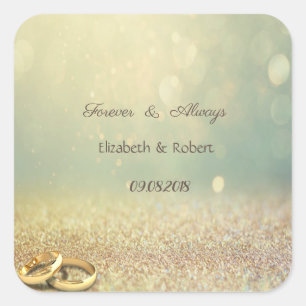 Sticker Carré Bokeh scintillant élégant, Bagues Mariage