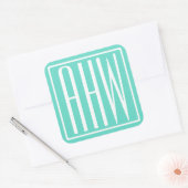 Sticker Carré Bold Modern | White on aqua (Enveloppe)