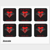 Sticker Carré Bold Red Heart Valentine's Personnalisé (Feuille)