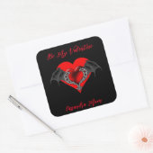 Sticker Carré Bold Red Heart Valentine's Personnalisé (Enveloppe)
