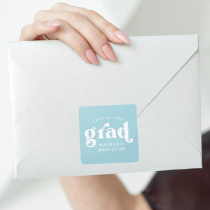 Sticker Carré Bold Typography Sky Blue Graduation