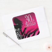 Sticker Carré Bombshell Zebra 30e anniversaire Fuschia (Enveloppe)
