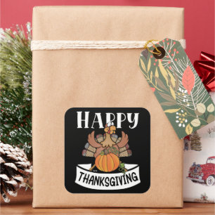 Sticker Carré BON THANKSGIVING action de grâce drôle