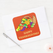 Sticker Carré Bon thanksgiving avec Cornucopia (Enveloppe)